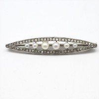 Broche 1910 en platine, diamants et perles
